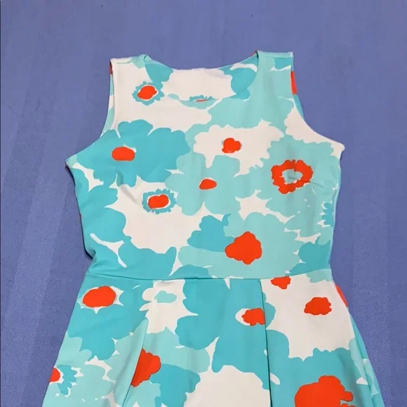 MAHI GOLD Aqua and Orange Floral Mini Dress - Picture 3 of 8